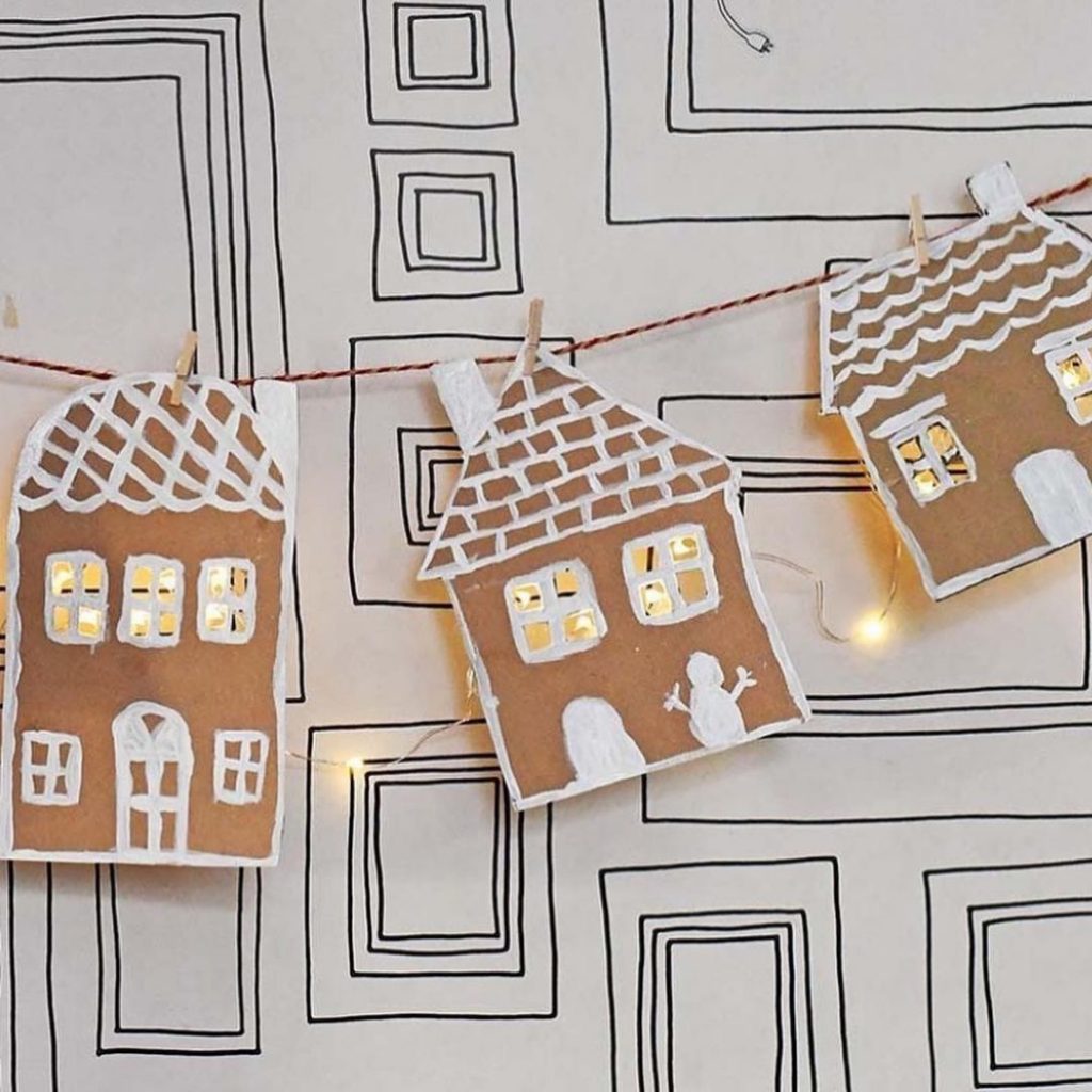 Cardboard Gingerbread House with lights 1