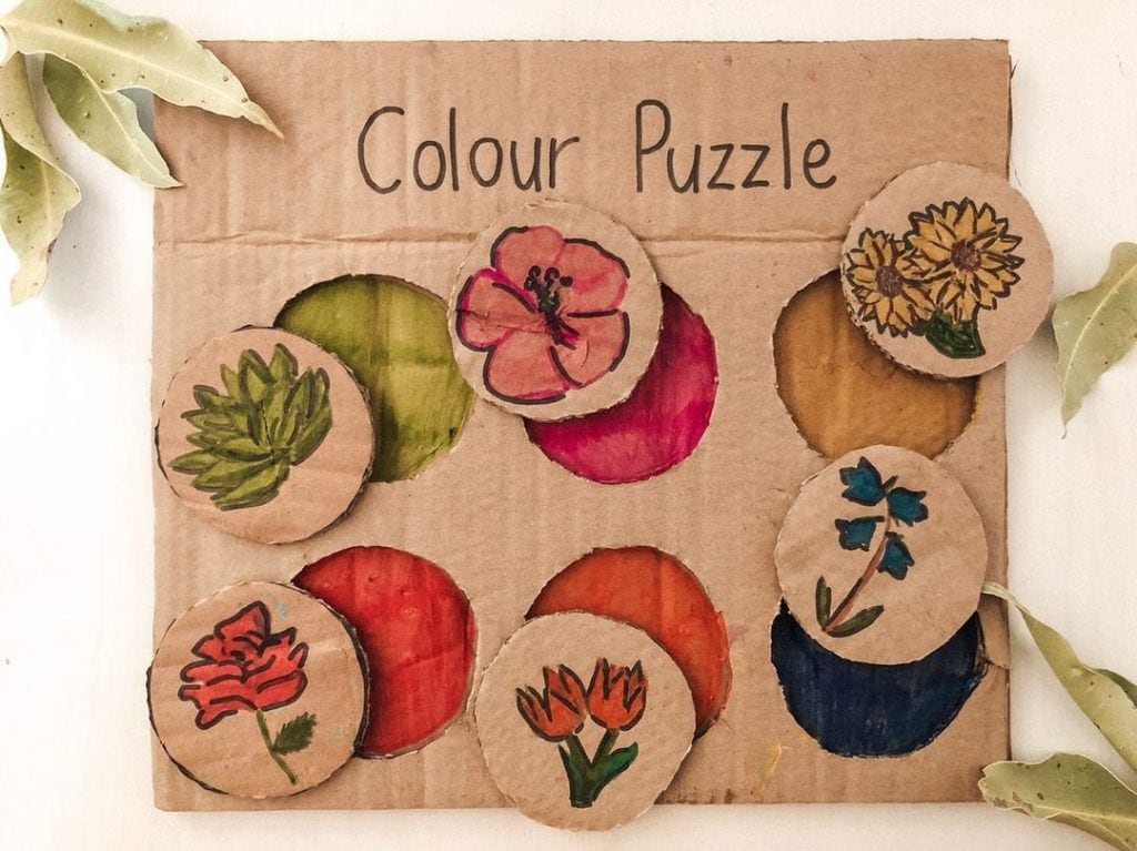 flower colour cardboard puzzle crafts