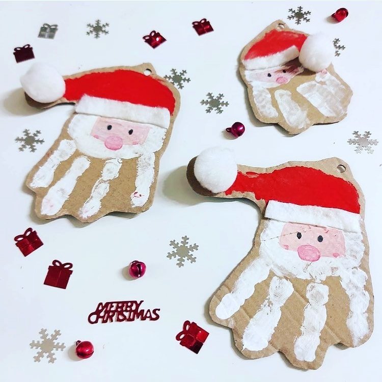 Handprint Santa Cardboard Crafts