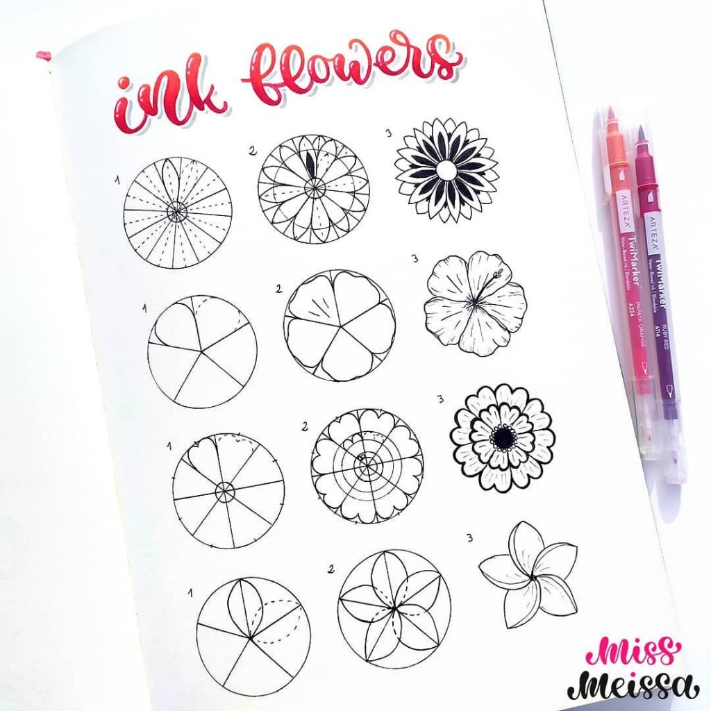 30 Amazing Flower Doodles For Your Bujo Pages