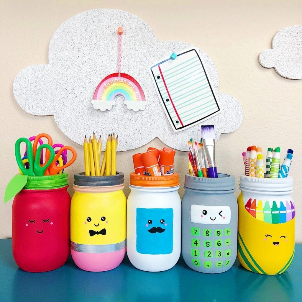 school supplies mason jar crafts for kids