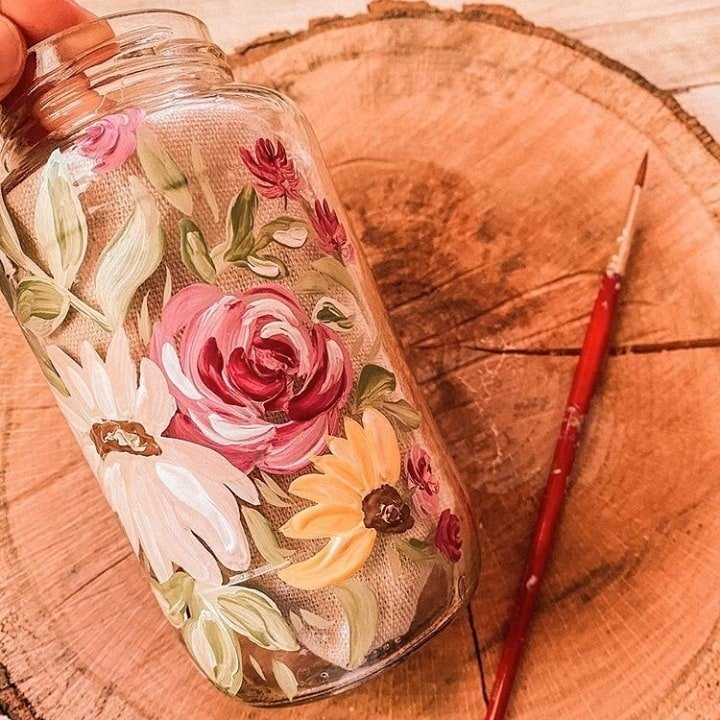 flowe painted mason jar crafts