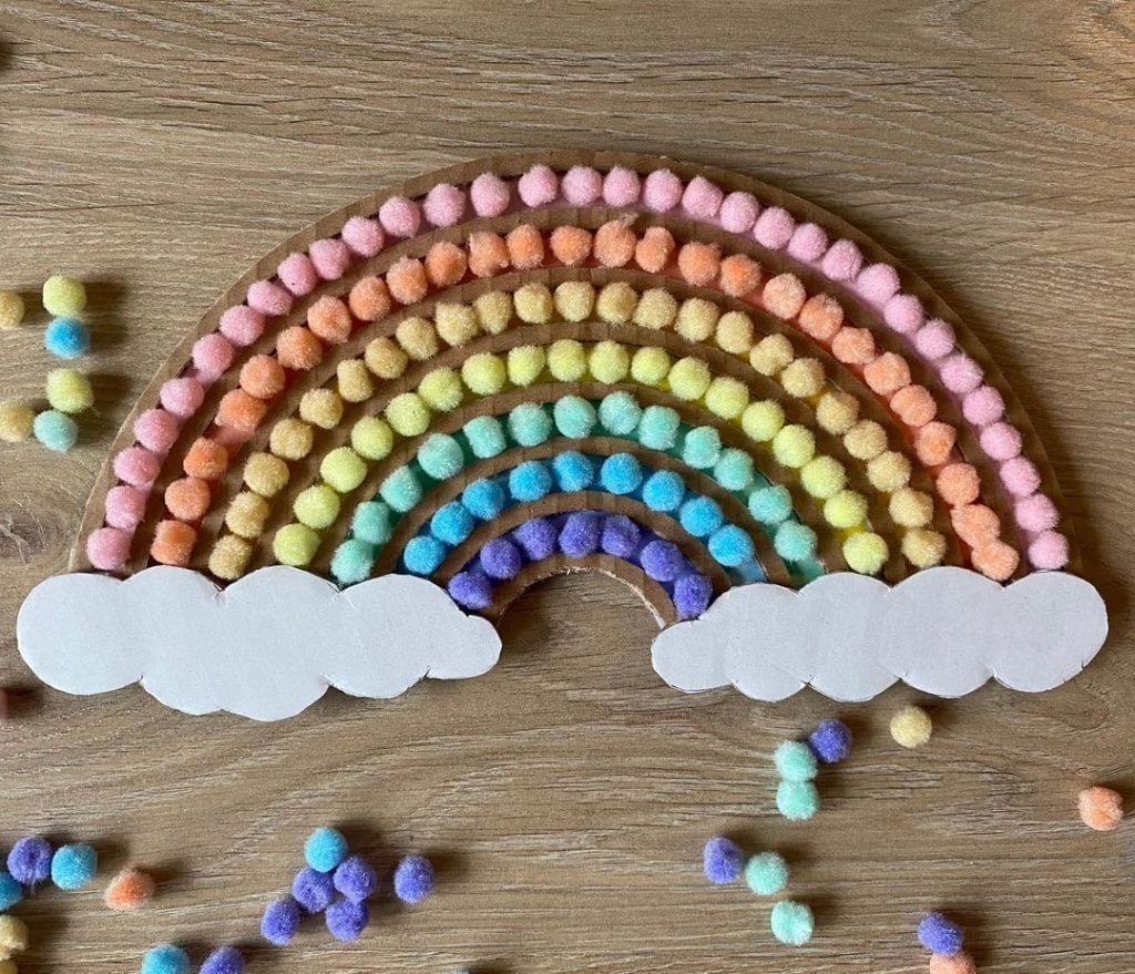 Pom-Pom Rainbow Cardboard Crafts