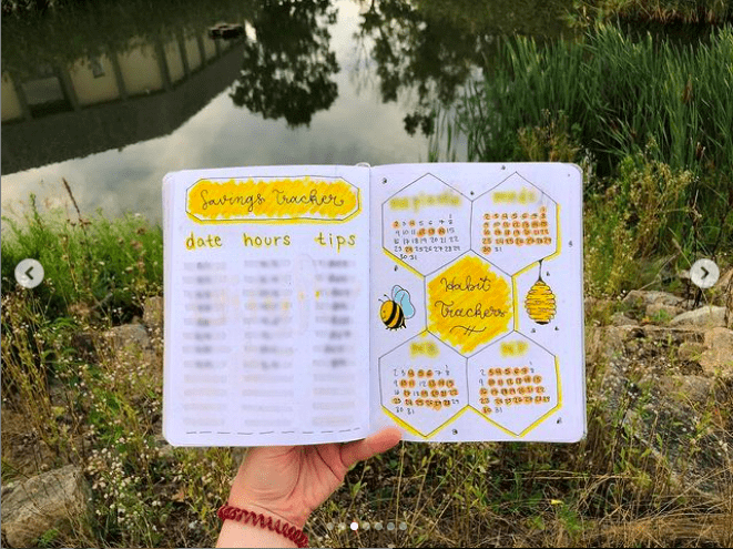 bee theme august bullet journal 2