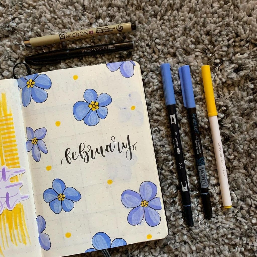 February Bullet Journal Cover Page Ideas