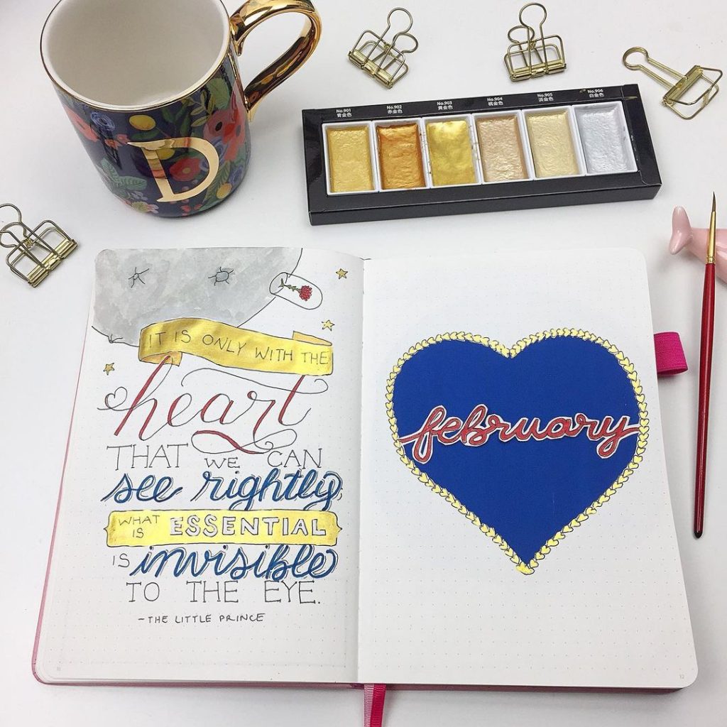 February Bullet Journal Cover Page Ideas