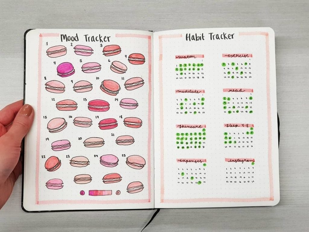 Mood and Habit tracker February Bullet Journal