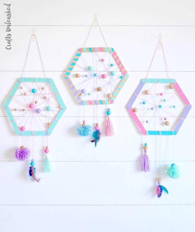 DIY dreamcatcher Popsicle stick crafts for toddlers