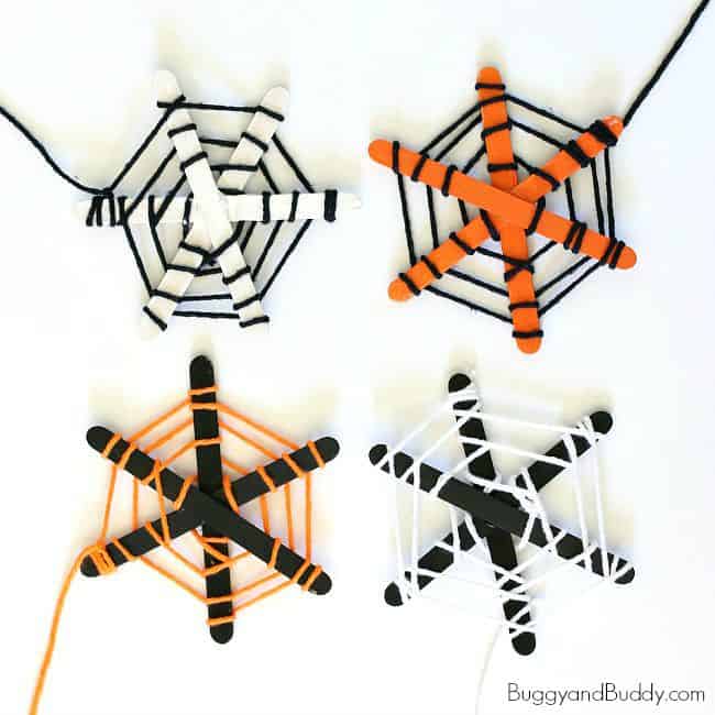 Spiderweb Halloween popsicle stick crafts