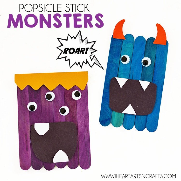 Monsters Halloween popsicle stick crafts