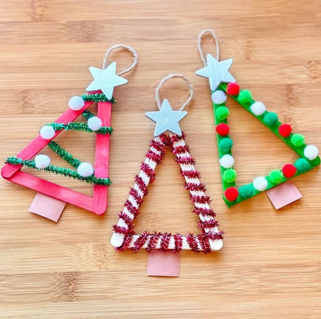 Tree Ornaments Popsicle stick christmas crafts