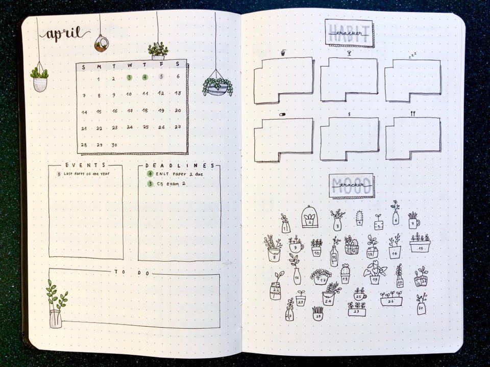 April Bullet Journal Monthly Log