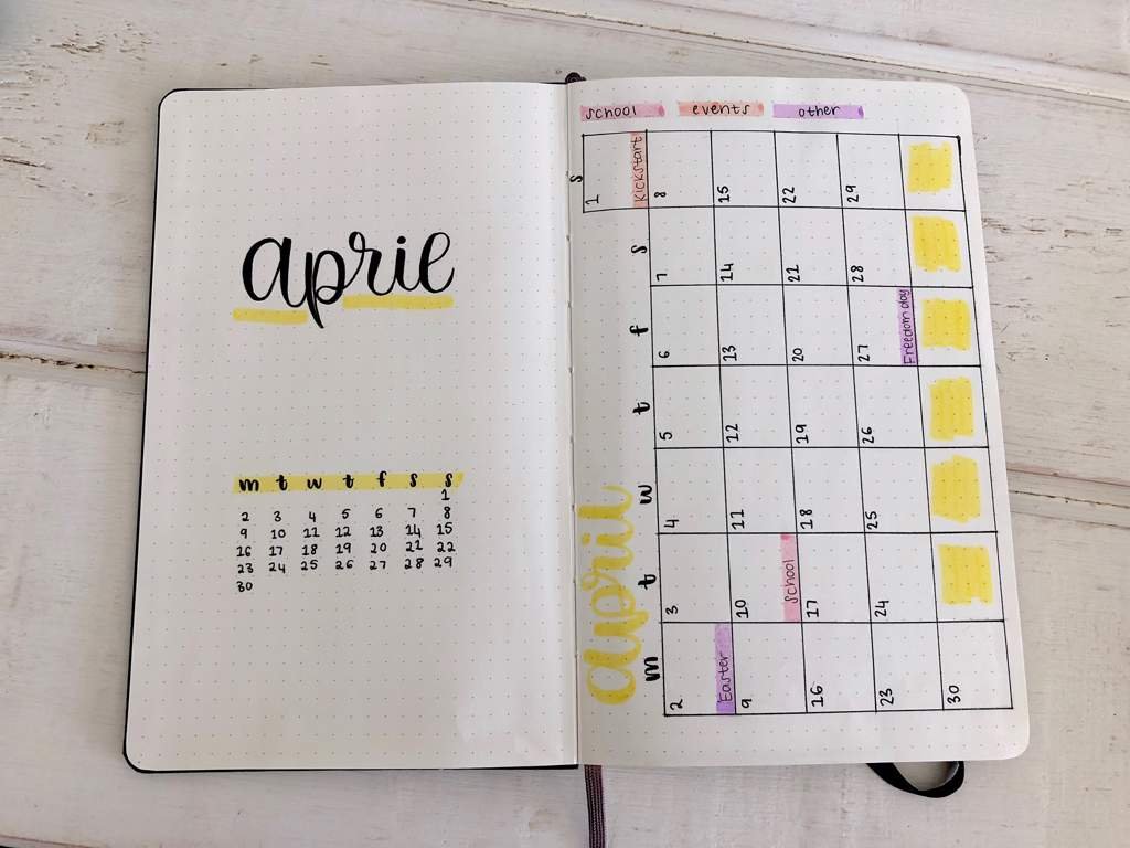 April Bullet Journal Monthly Log