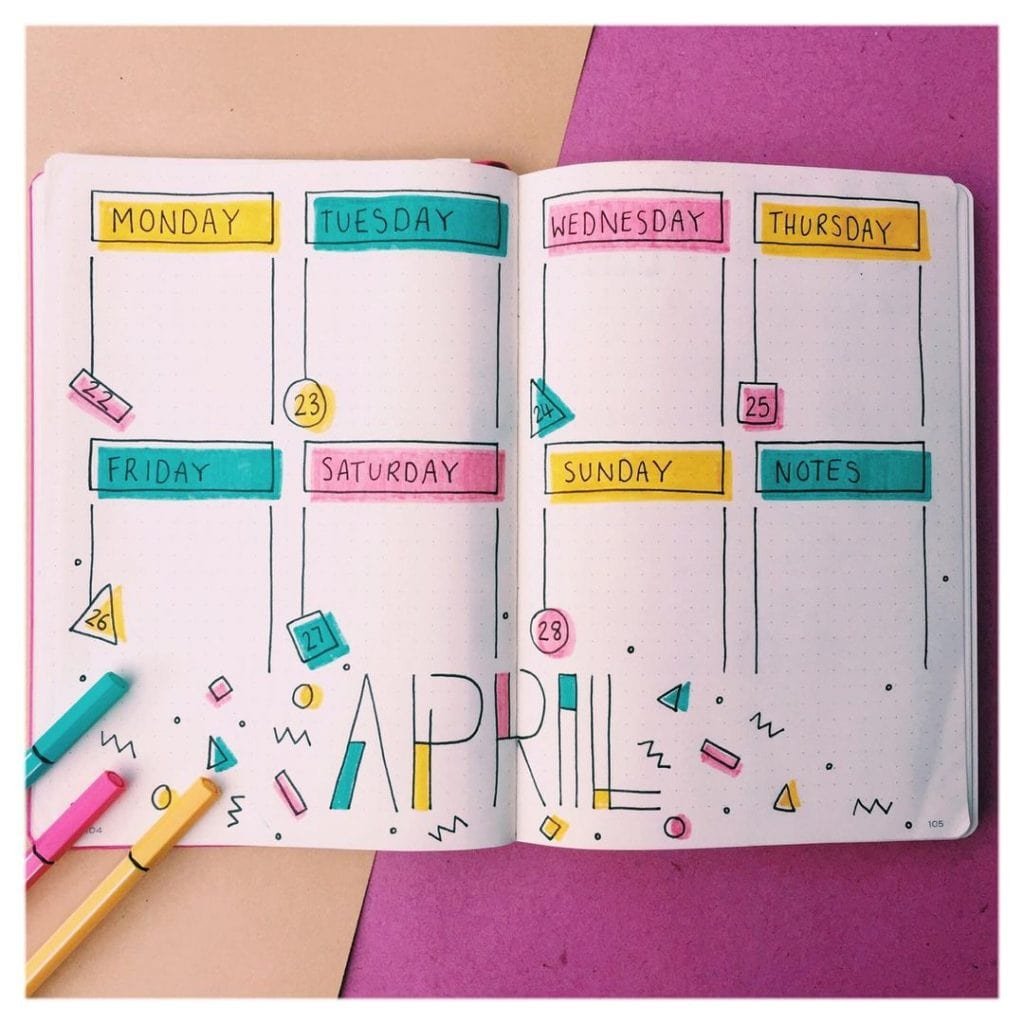 April Bullet Journal Weekly Log