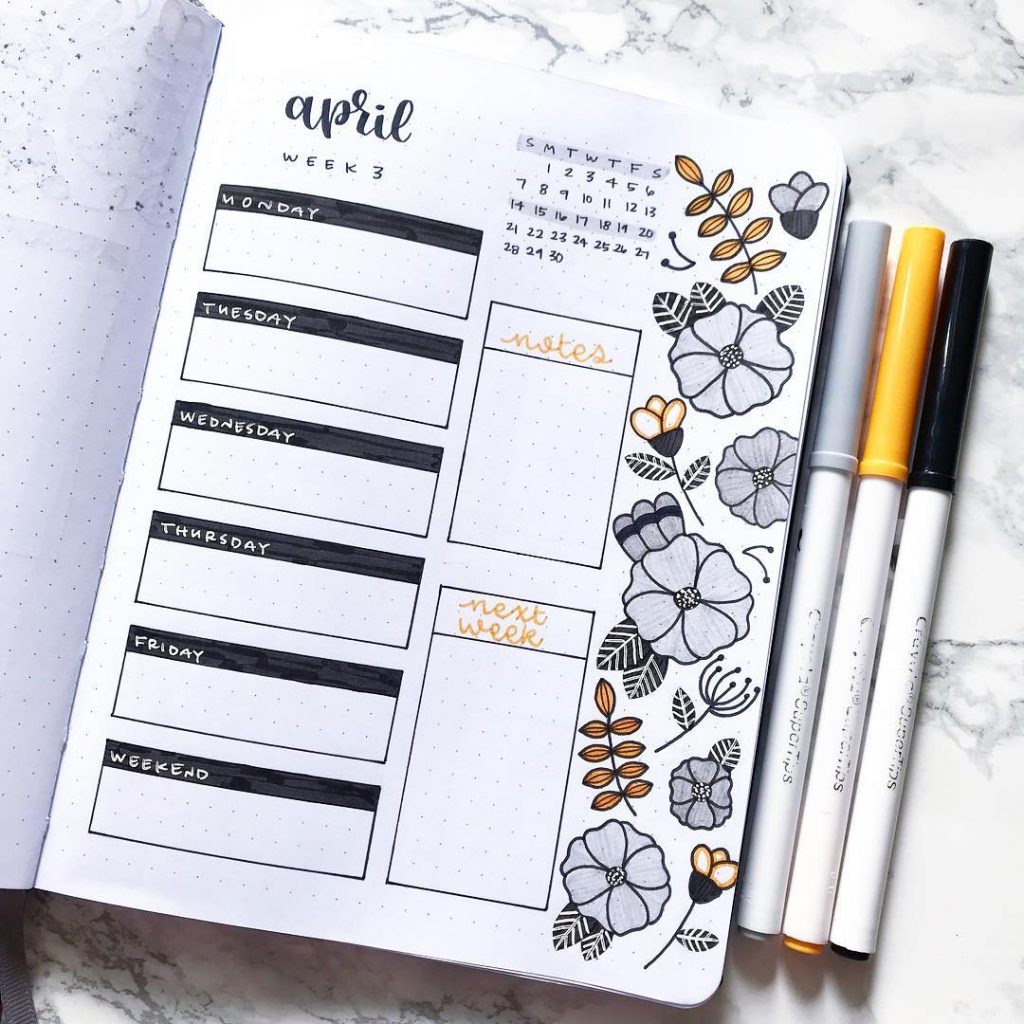 April Bullet Journal Weekly Log