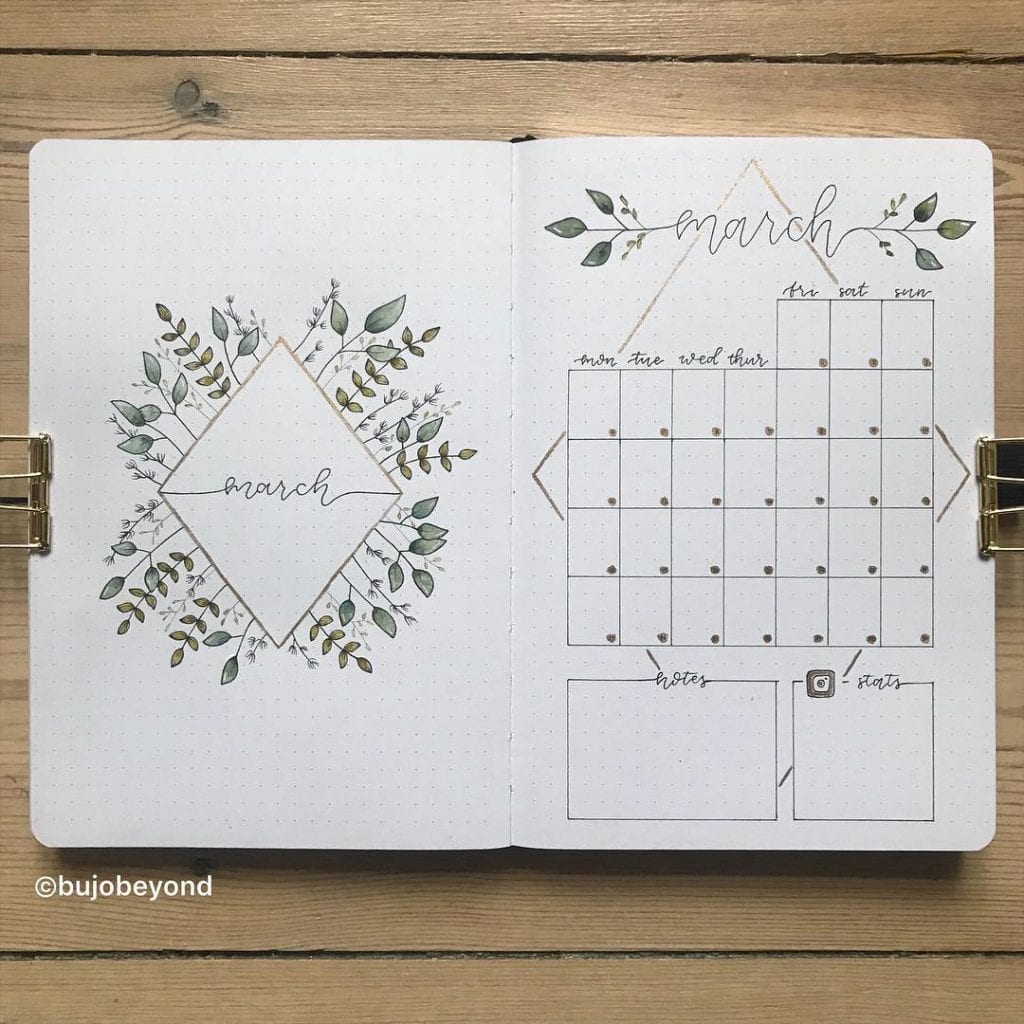 MARCH BULLET JOURNAL COVER PAGE IDEAS