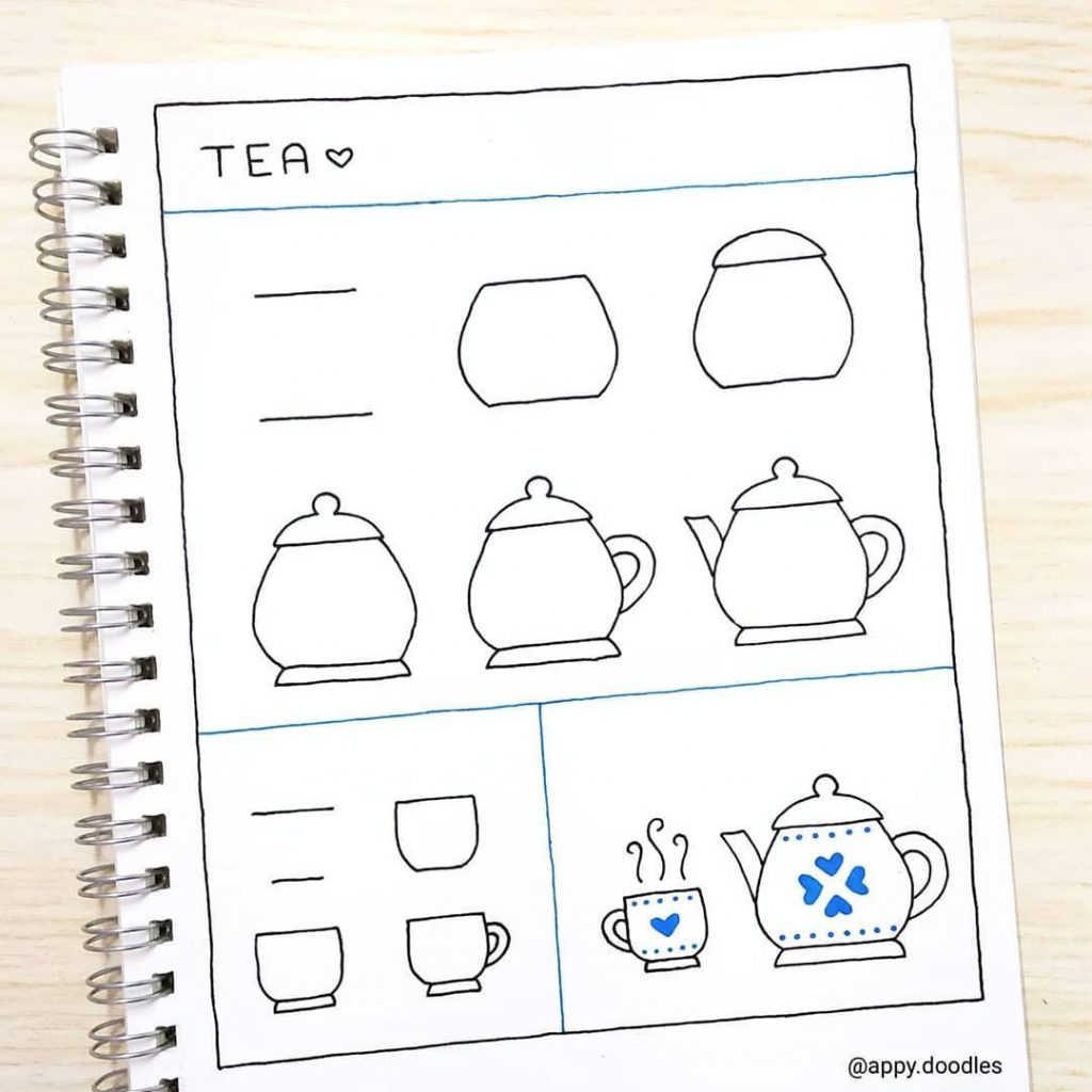Teacup and teapot doodle