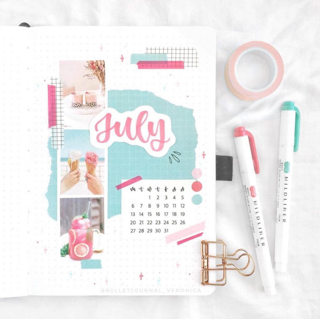 Pink and Mint Green July Month Covers