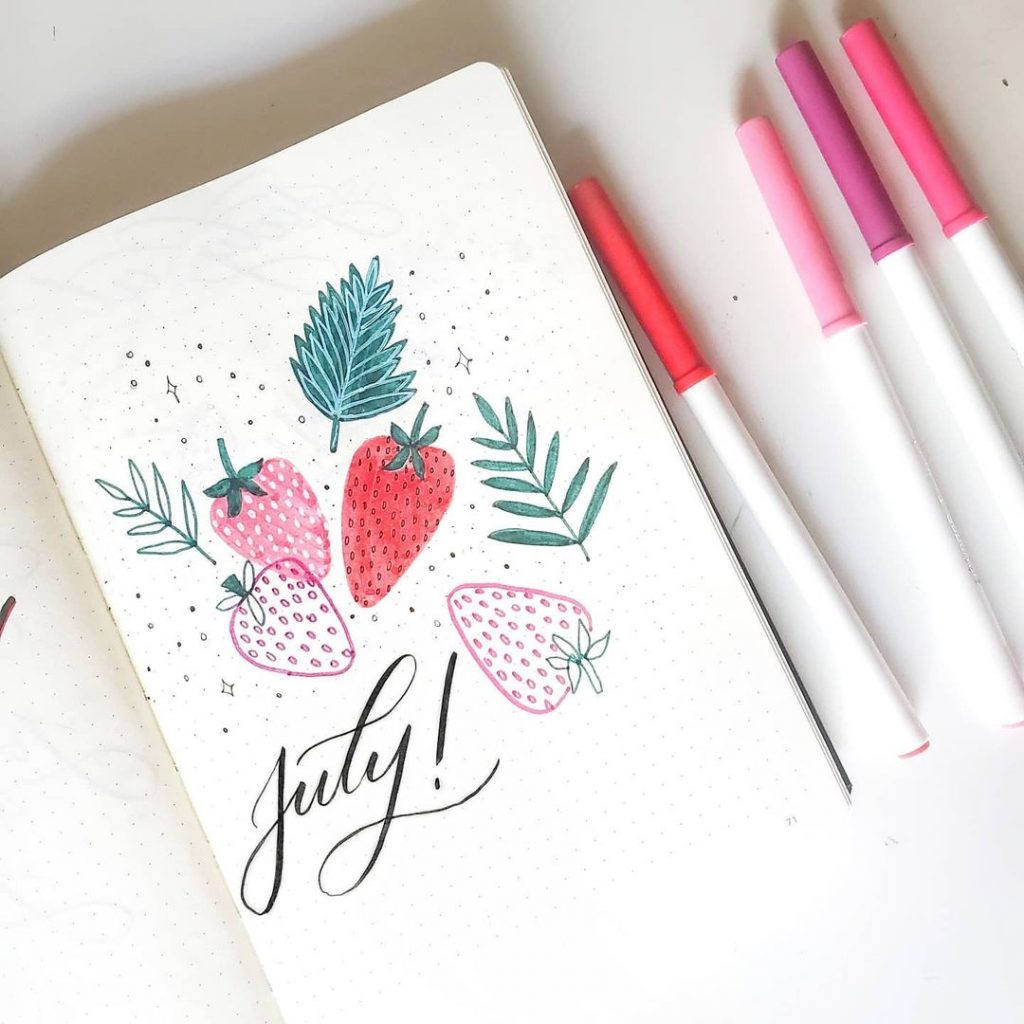 Strawberries Theme July Month Covers