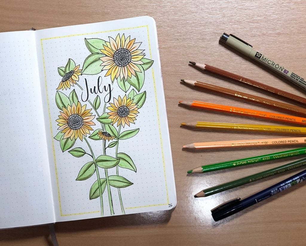 Sunflower Theme July Month Covers