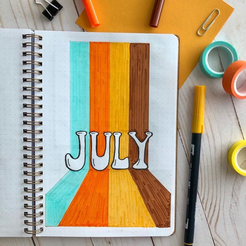 Retro Theme July Month Covers