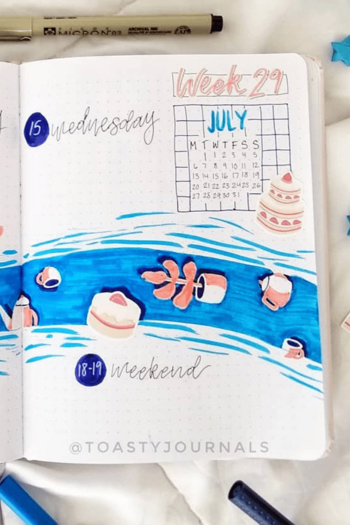 River Theme July Weekly Spreads