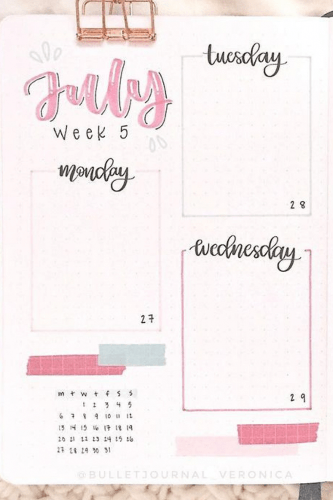 Stickers Lettering July Weekly Spreads
