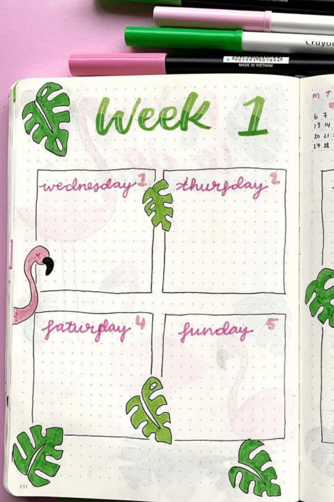 Leafy July Weekly Spreads