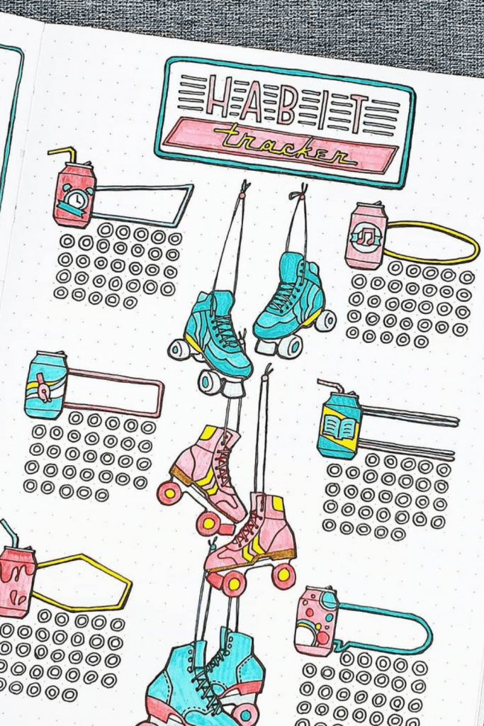Skating Shoes Theme July habit trackers