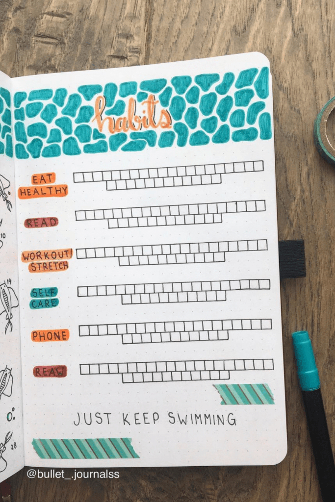 Aqua Theme July habit trackers