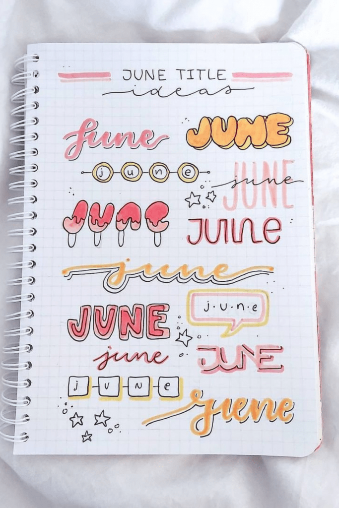 June Bullet Journal Headers