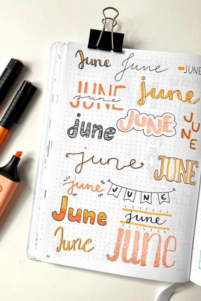 June Bullet Journal Headers