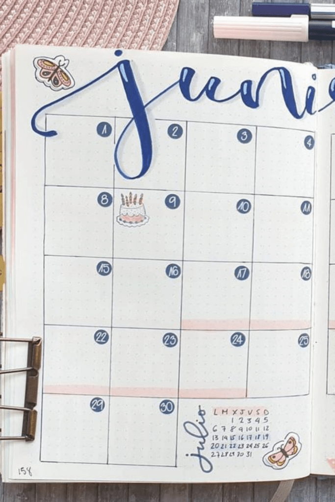 June Bullet Journal Monthly Layout