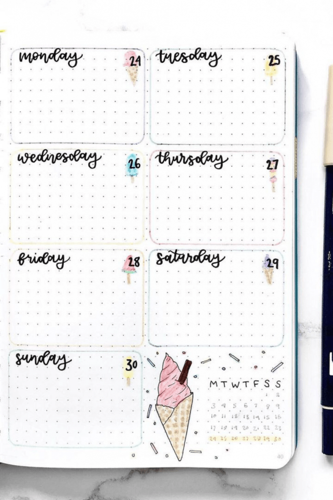 June Bullet Journal Weekly Spread