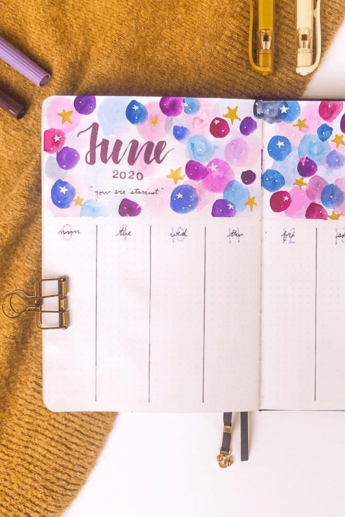 June Bullet Journal Weekly Spread