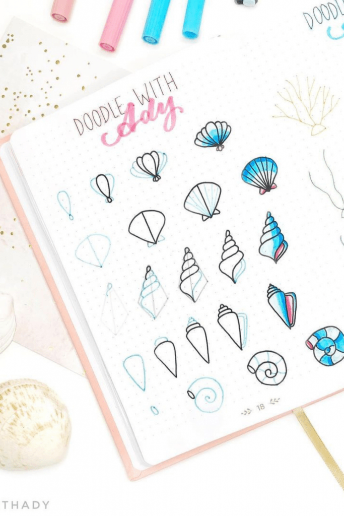 Seashells Summer Bullet Journal Doodles
