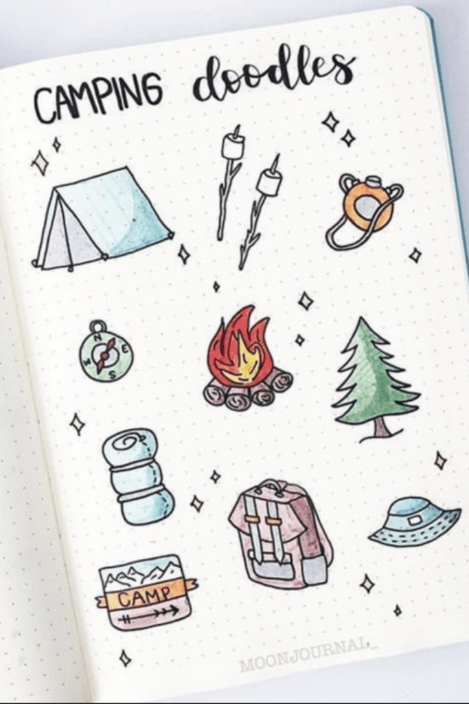 Camping Summer Bullet Journal Doodles