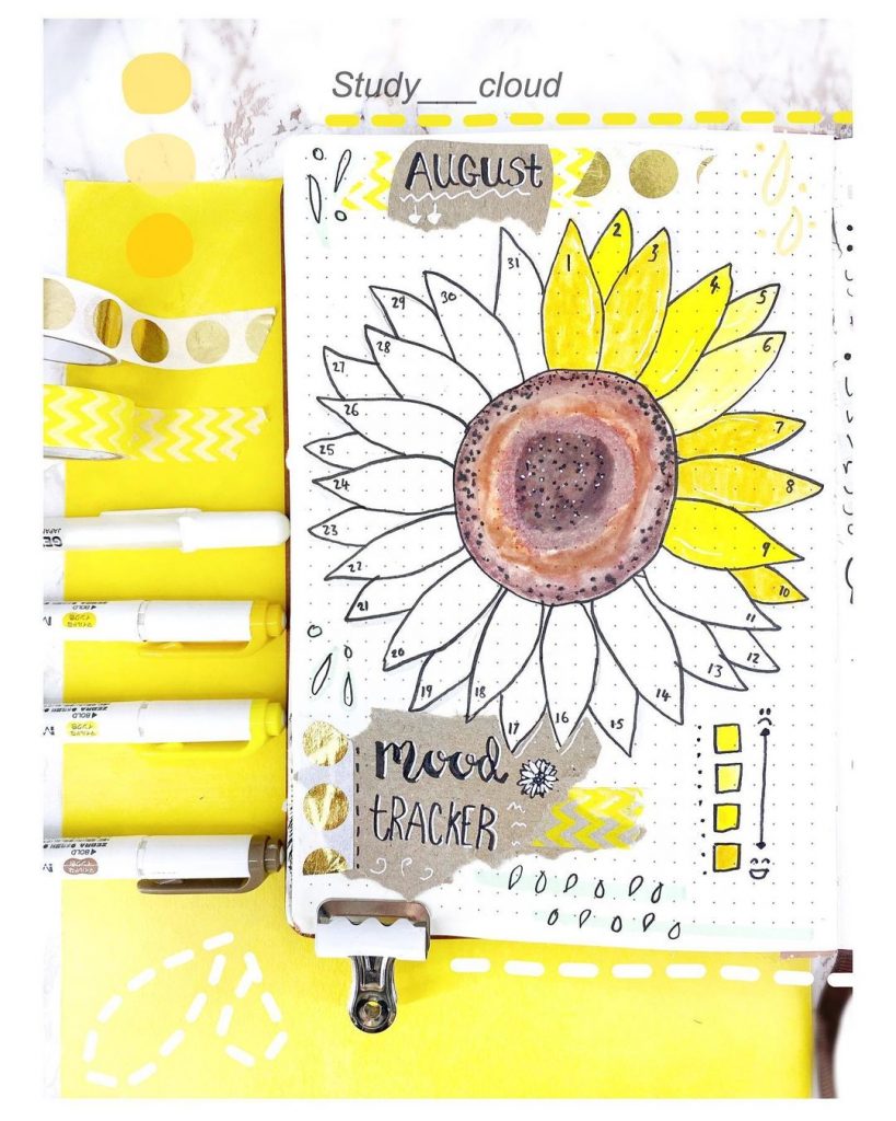 Sunflower August Mood Tracker