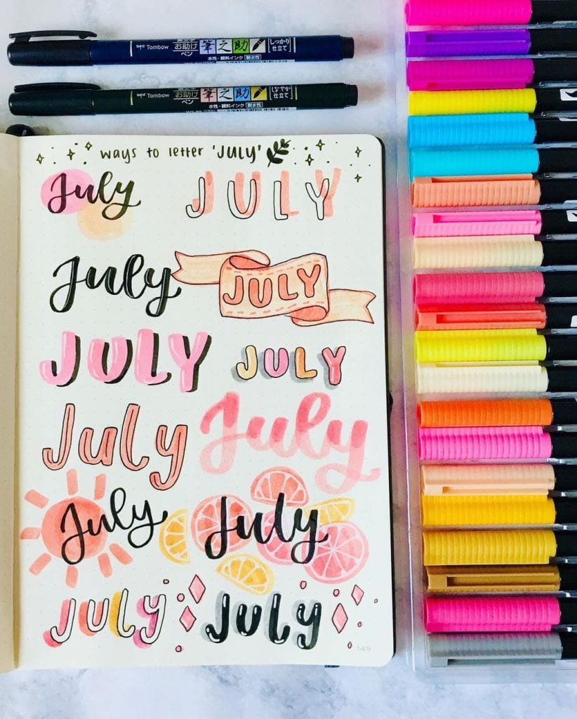 Lettering July header