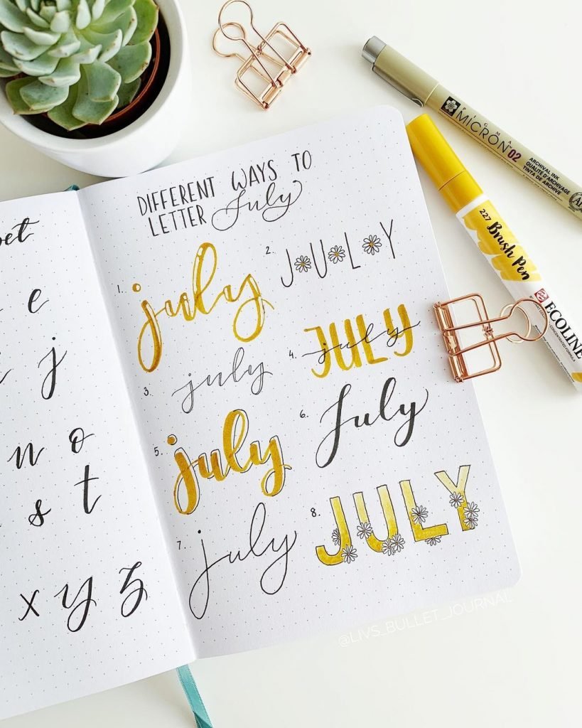 Handlettering July header