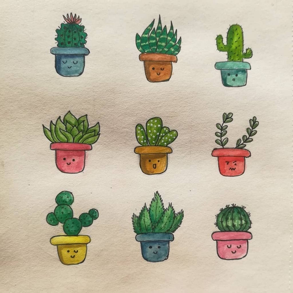 20+ Easy Succulent Drawings & Cactus Doodles To Draw