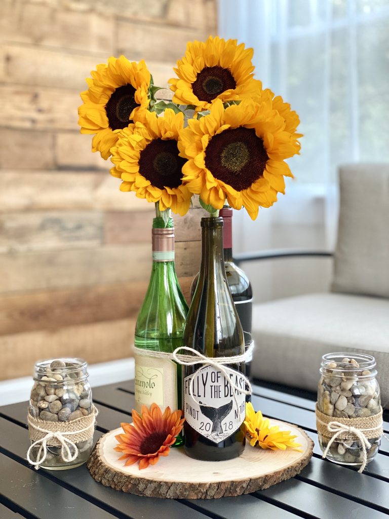 DIY Sunflower wine bottle crafts