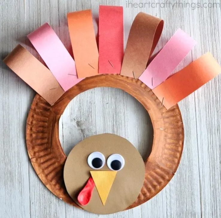 Paper-plate-turkey-wreath