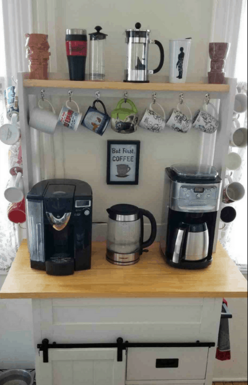 Repurposed Shelf Coffee Station For Small Kitchen