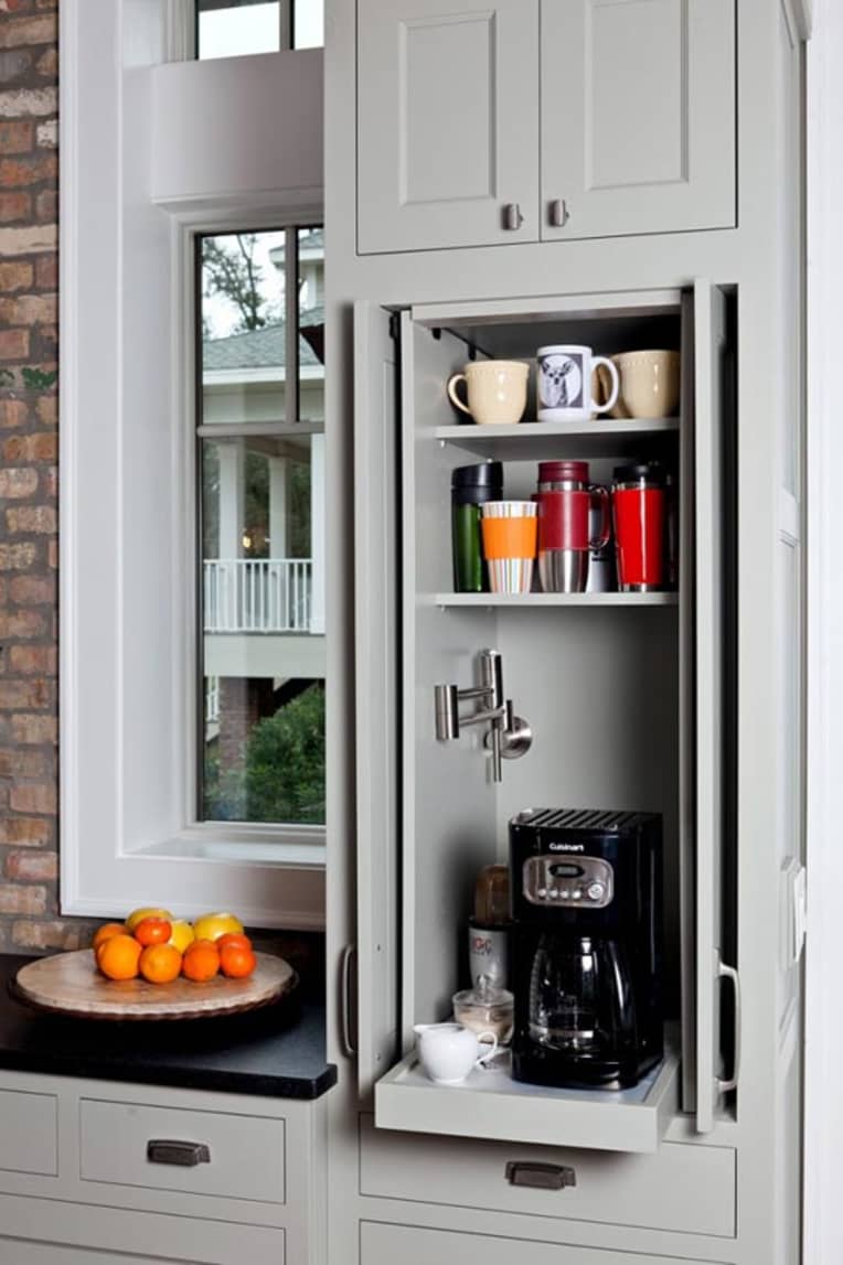 All In One Place Coffee Station Cabinet With Espresso Machine