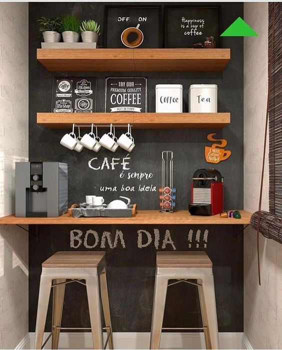 Cafe Coffee Station With Open Shelves