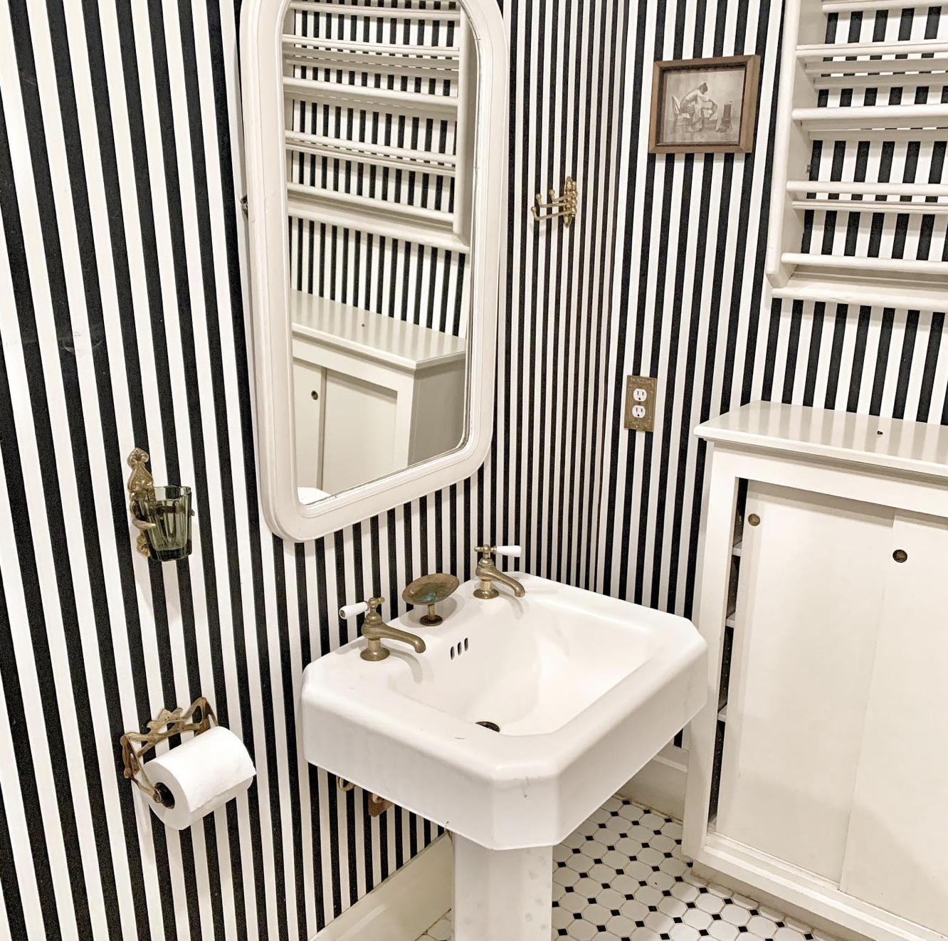 Black And White Striped Bathroom Walls