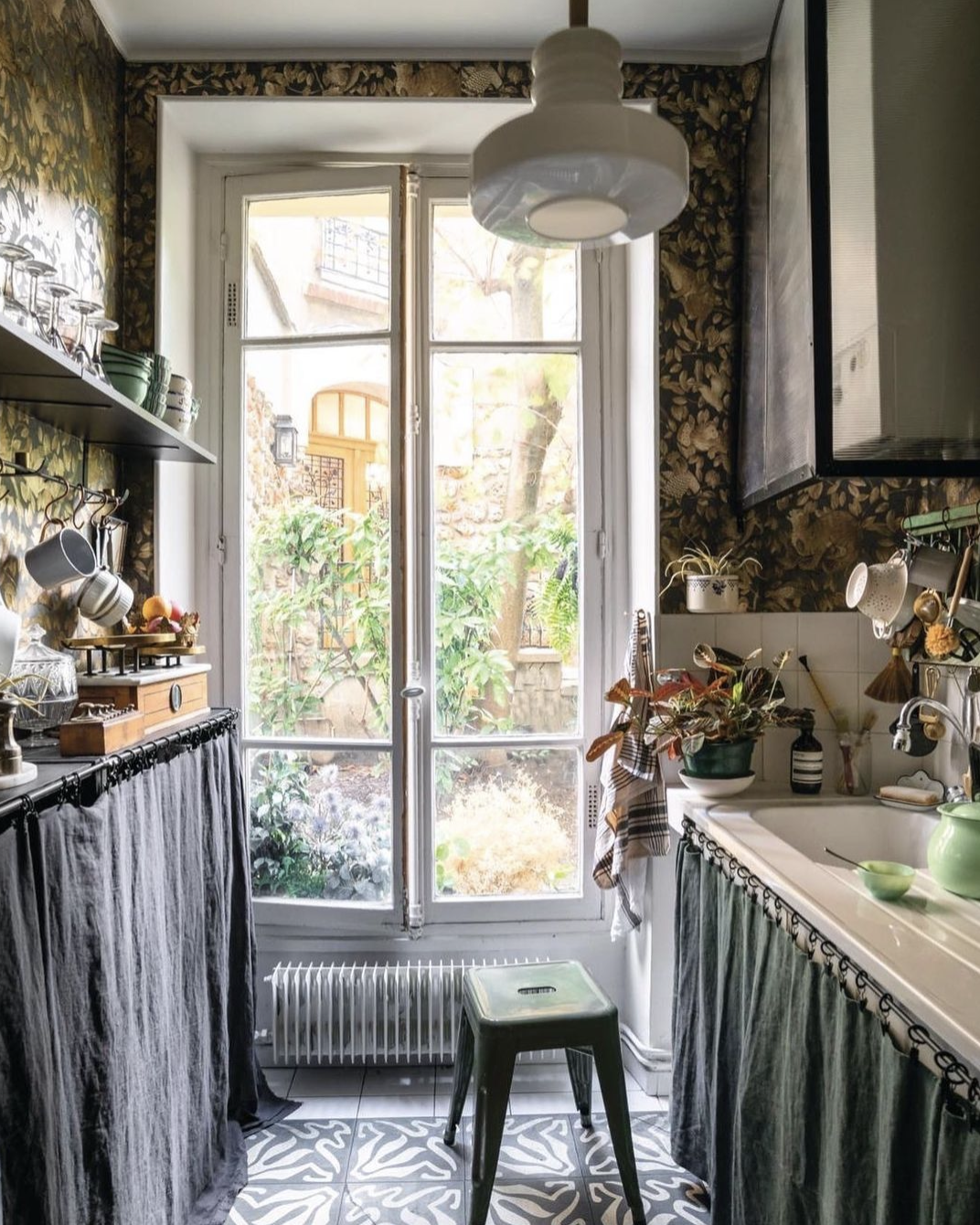 Curtains Instead Of Cabinets For A Country House feel