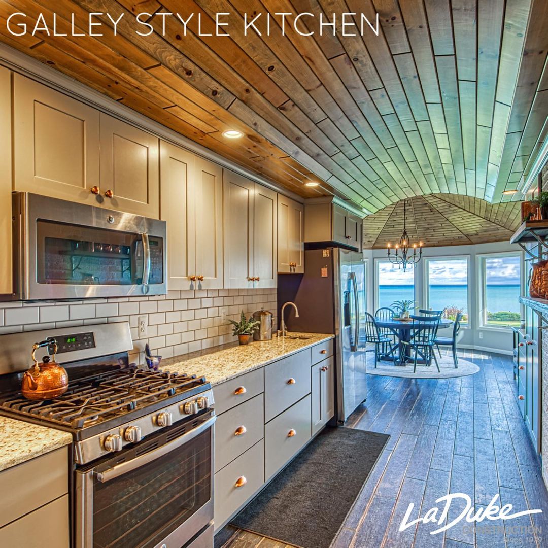 Galley Kitchen With Barrel Vault Ceiling