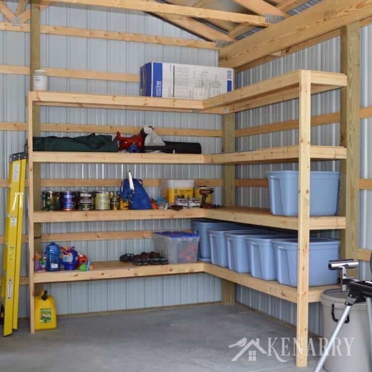 DIY Corner Shelves For Garage Storage